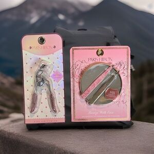 Paris Hilton Pink Lash Curler & Magnifying Mirror/Tweezer Set